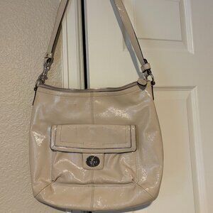 Coach Penelope patent leather shoulder bag in Ivory
